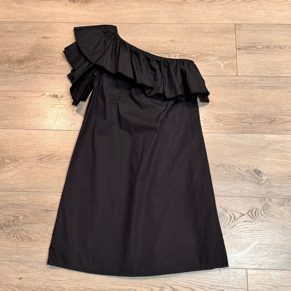 Vineyard Vines One Shoulder Ruffle‎ Dress Party Cocktail Black XXS